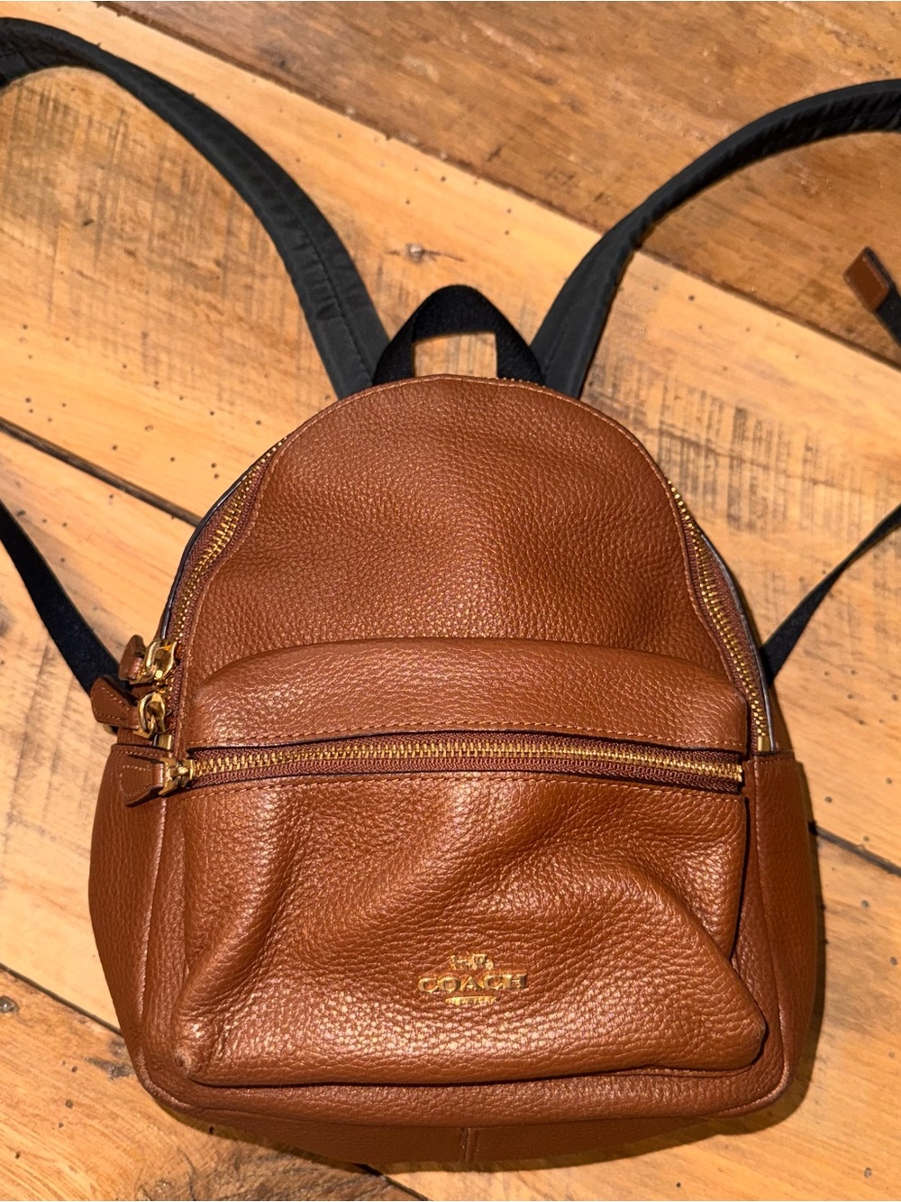 Coach F28995 Mini Charlie Backpack Bag In Saddle Brown Like New - Picture 2 of 5